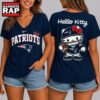New England Patriots NFL Hello Kitty Football V Neck T Shirt, NFL V Neck T-Shirt New England Patriots Nfl Hello Kitty Football V Neck T Shirt