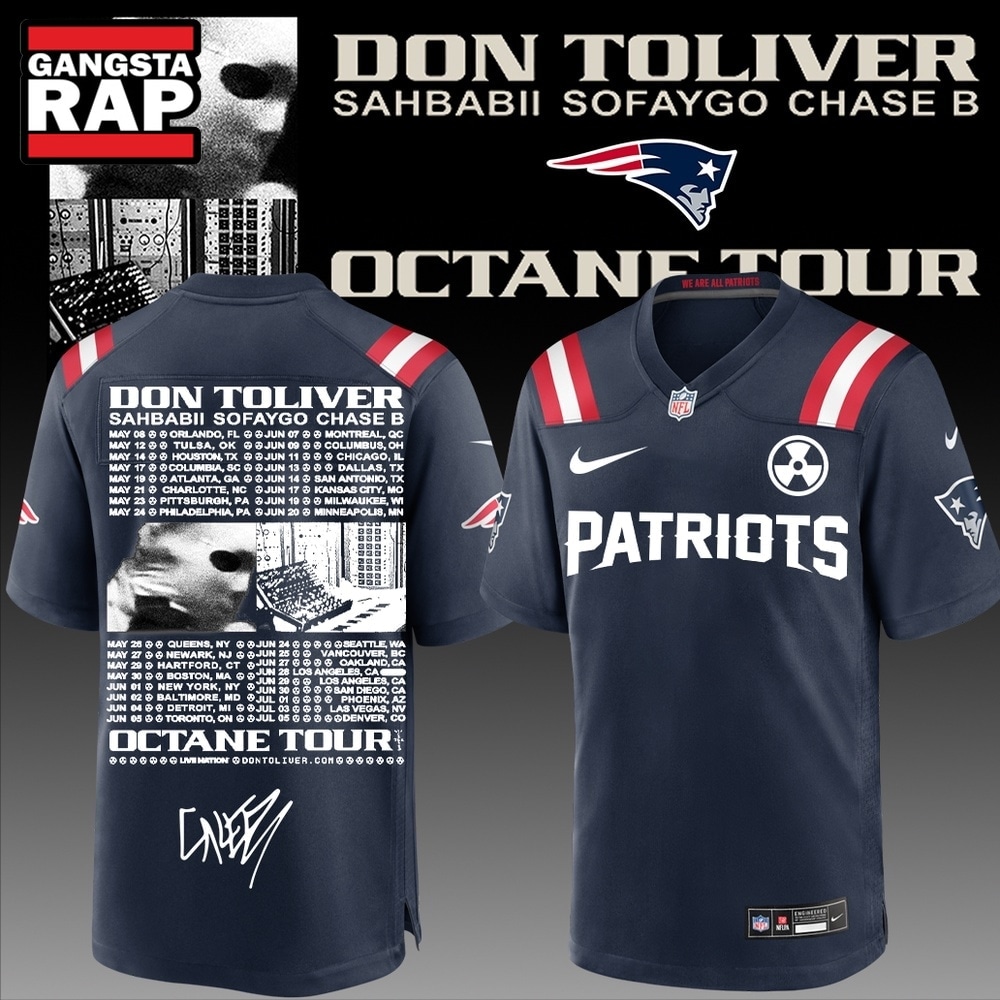New England Patriots x Don Toliver Octane Tour Football Jersey, Trending Football Jersey New England Patriots X Don Toliver Octane Tour Football Jersey