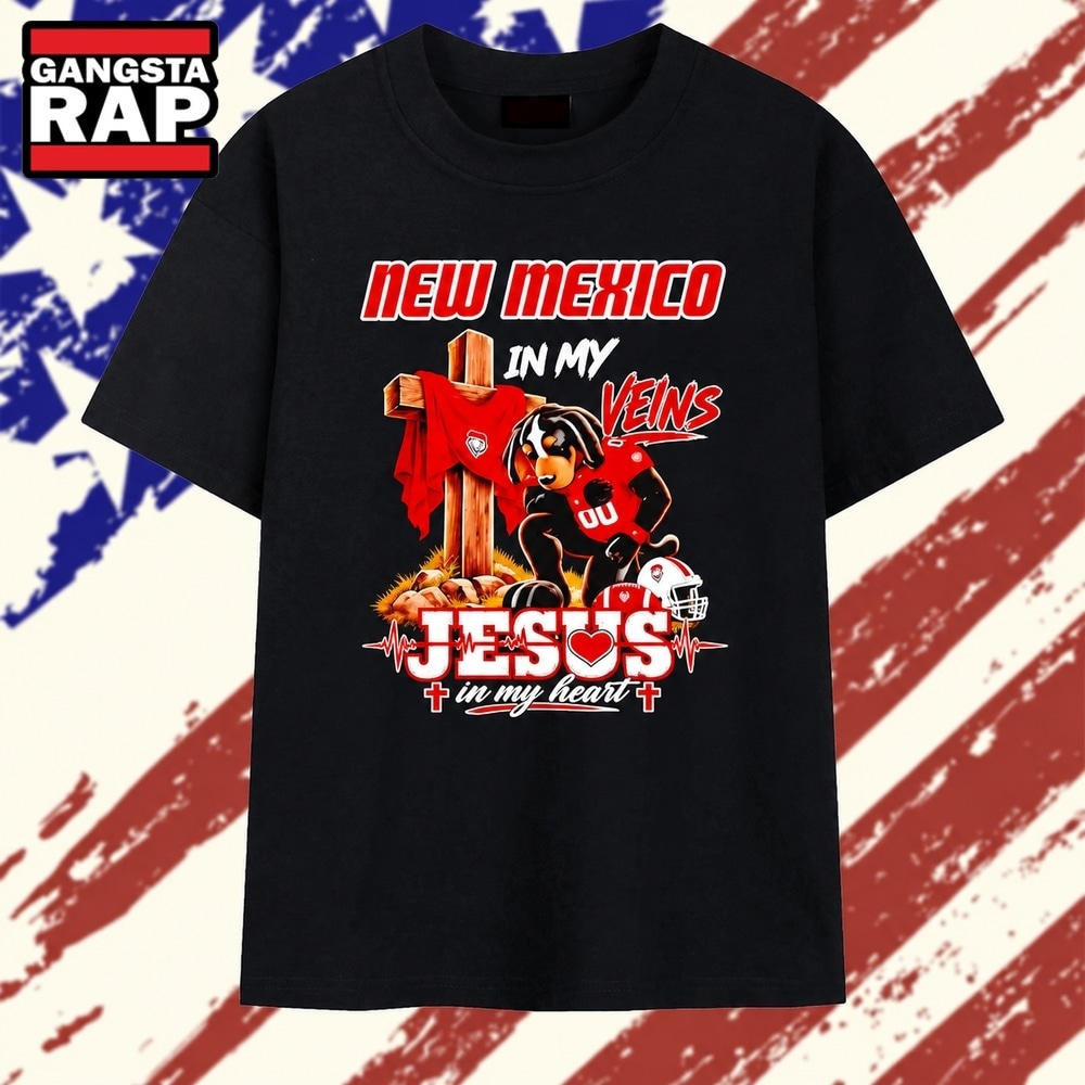 New Mexico in My Veins Jesus in My Heart Football Dog T Shirt, Trending 2D Shirt New Mexico in My Veins Jesus in My Heart Football Dog T Shirt, Trending 2D Shirt