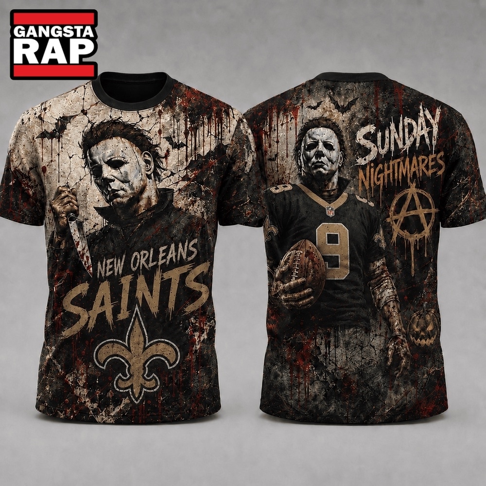 New Orleans Saints NFL Michael Myers Sunday Nightmares Horror Halloween 3D T Shirt, Football New Design Shirt New Orleans Saints NFL Michael Myers Sunday Nightmares Horror Halloween 3D T Shirt, Football New Design Shirt