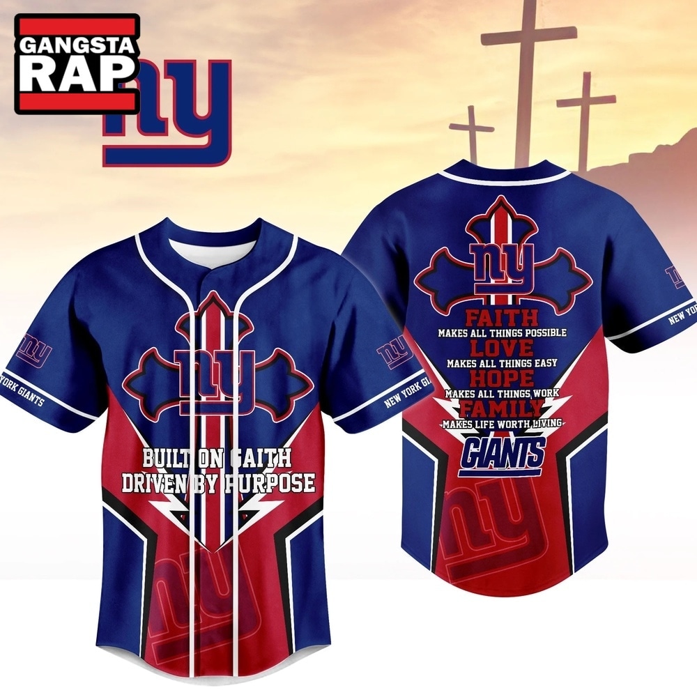 New York Giants NFL Blessed Beyond The Score Baseball Jersey, NFL Baseball Jersey New York Giants Nfl Blessed Beyond The Score Baseball Jersey
