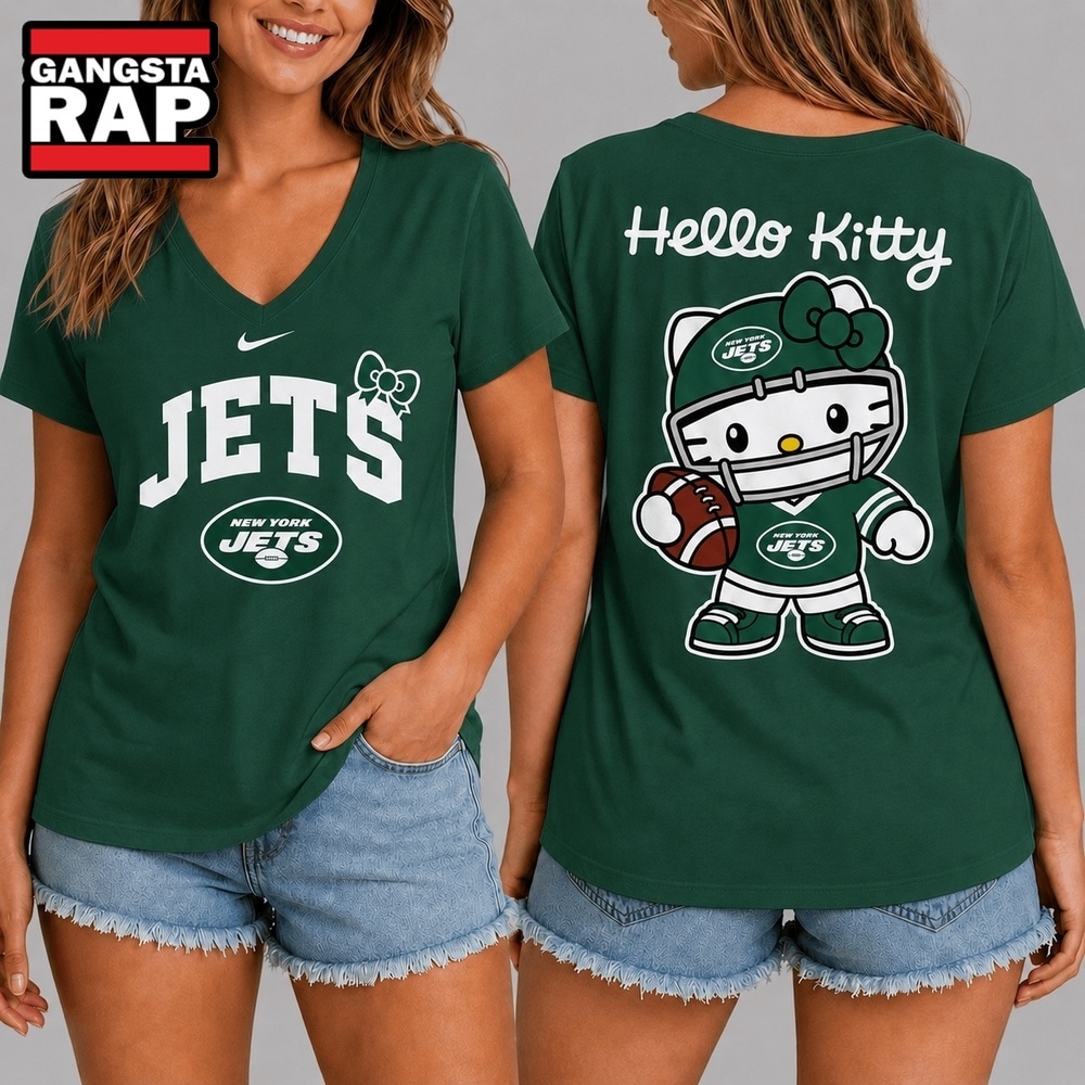 New York Jets NFL Hello Kitty Football V Neck T Shirt, NFL V Neck T-Shirt New York Jets NFL Hello Kitty Football V Neck T Shirt, NFL V Neck T-Shirt