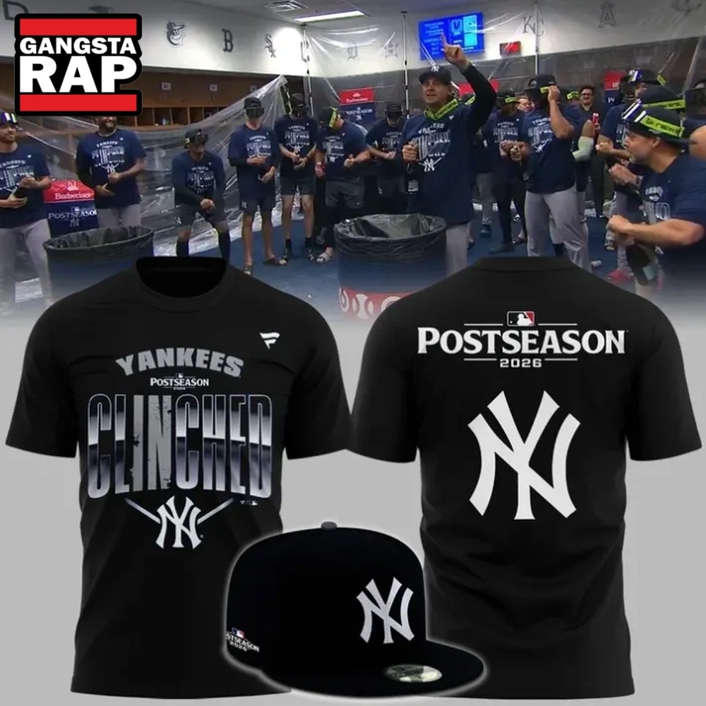 New York Yankees Postseason Clinched 2026 Black T Shirt, Trending Design Shirt New York Yankees Postseason Clinched 2026 Black T Shirt