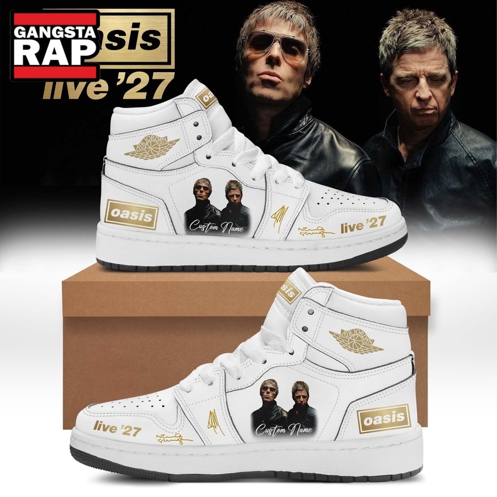 Oasis Live ’27 Limited Edition Signature White Air Jordan 1 Shoes, Music Air Jordan 1 Shoes Oasis Live 27 Limited Edition Signature White Air Jordan 1 Shoes