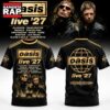 Oasis Live 27 The Band With The 3 Stripes Graphic Black T Shirt, Trending 3D Music Shirt Oasis Live 27 The Band With The 3 Stripes Graphic Black T Shirt