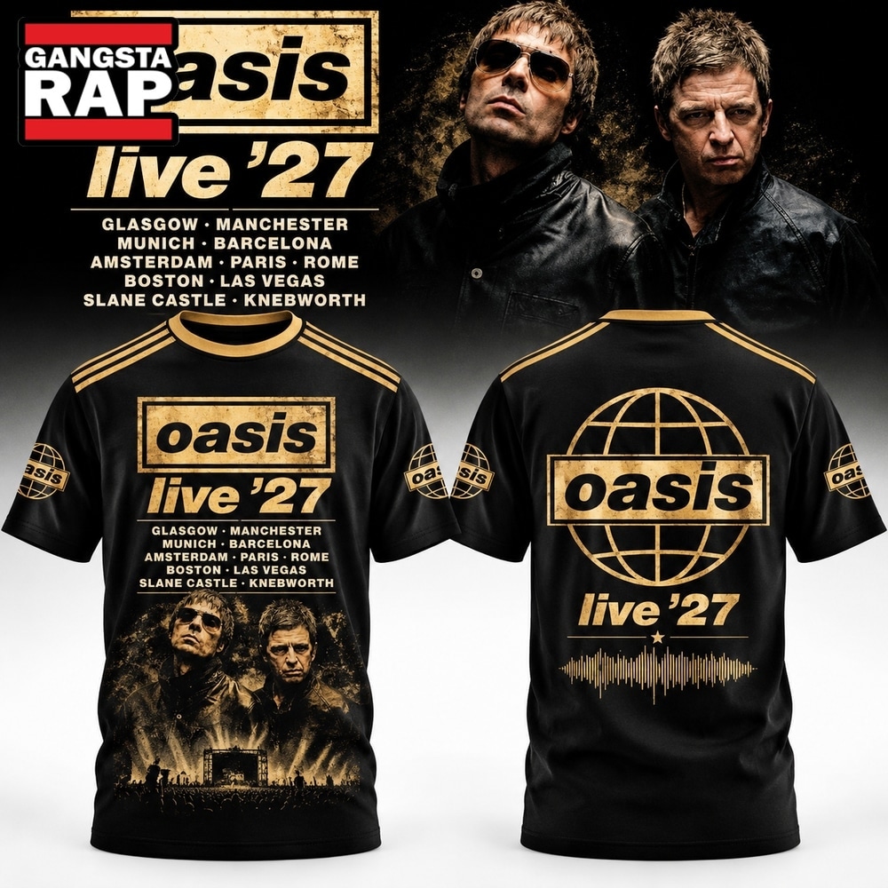 Oasis Live 27 The Band With The 3 Stripes Graphic Black T Shirt, Trending 3D Music Shirt Oasis Live 27 The Band With The 3 Stripes Graphic Black T Shirt, Trending 3D Music Shirt