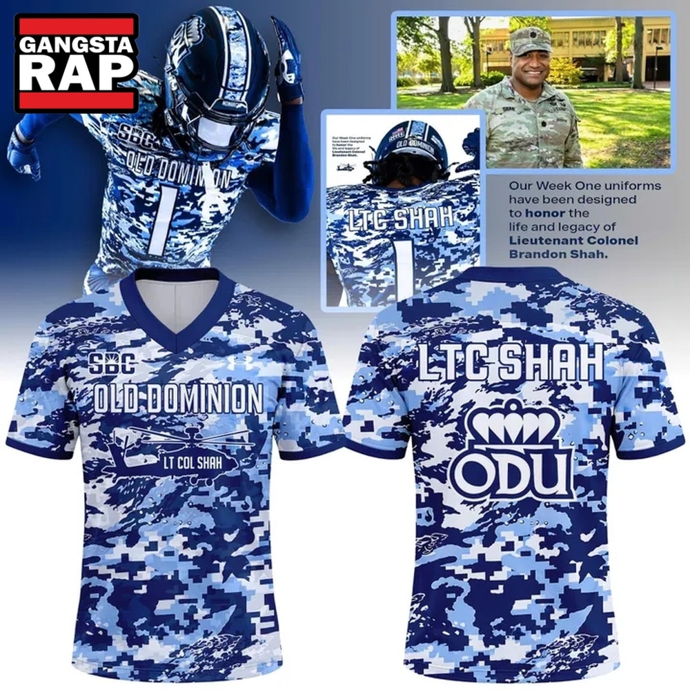 Old Dominion Monarchs Lieutenant Colonel Brandon Shah Football Jersey, Trending Football Jersey Old Dominion Monarchs Lieutenant Colonel Brandon Shah Football Jersey