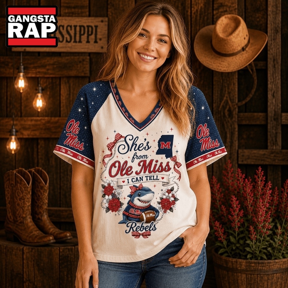 Ole Miss Rebels NCAA Bow and Floral Team Spirit V Neck T Shirt, NCAA V Neck T-Shirt Ole Miss Rebels NCAA Bow and Floral Team Spirit V Neck T Shirt, NCAA V Neck T-Shirt