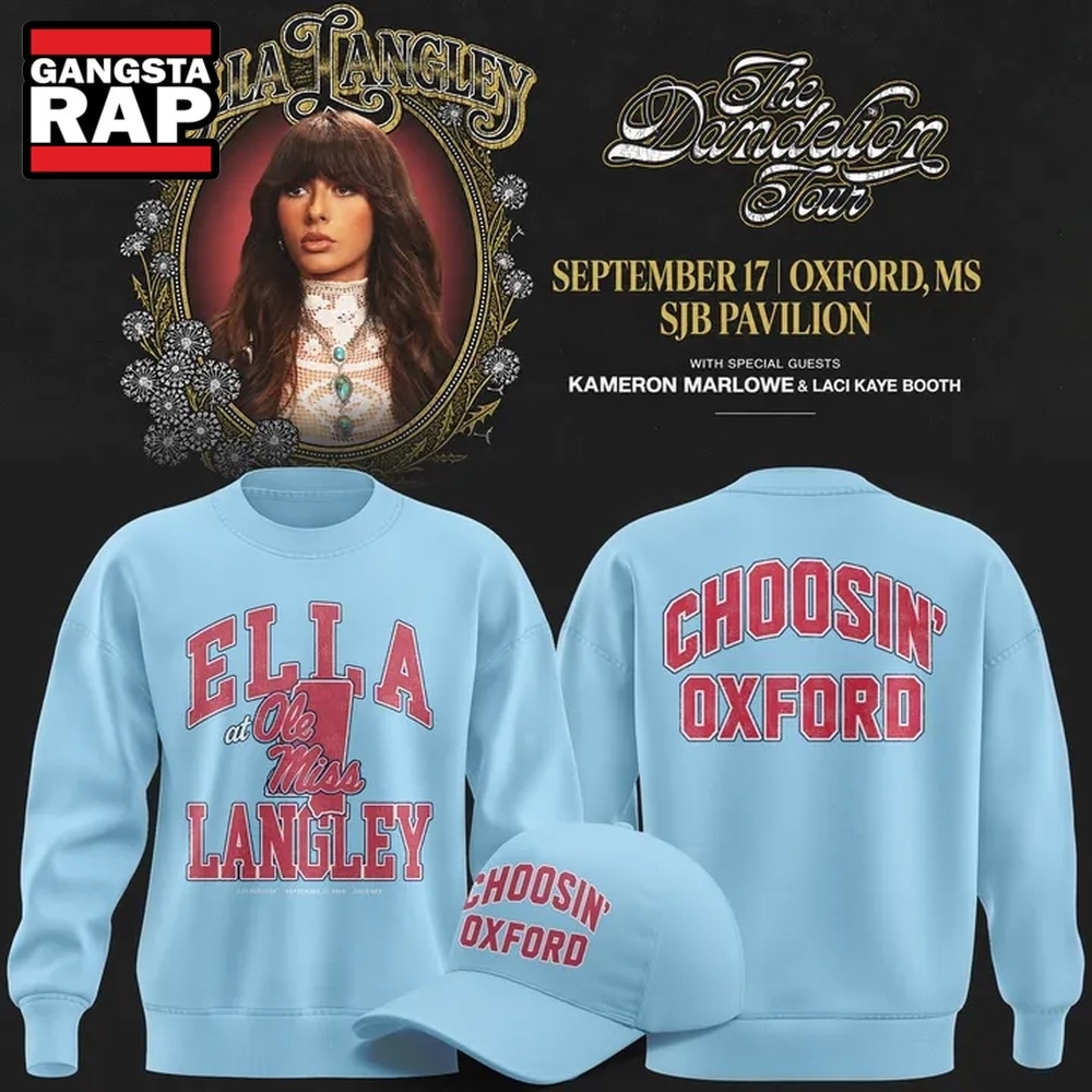 Ole Miss Rebels x Ella Langley The Dandelion Tour 2026 Sweatshirt, Trending 3D Music Shirt Ole Miss Rebels X Ella Langley The Dandelion Tour 2026 Sweatshirt