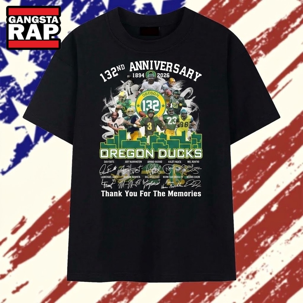 Oregon Ducks Football 132nd Anniversary Signatures Thank You For The Memories T Shirt, Trending 2D Shirt Oregon Ducks Football 132nd Anniversary Signatures Thank You For The Memories T Shirt, Trending 2D Shirt
