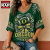 Oregon Ducks NCAA Vintage Floral Bow V Neck T Shirt, NCAA V Neck T-Shirt Oregon Ducks Ncaa Vintage Floral Bow V Neck T Shirt