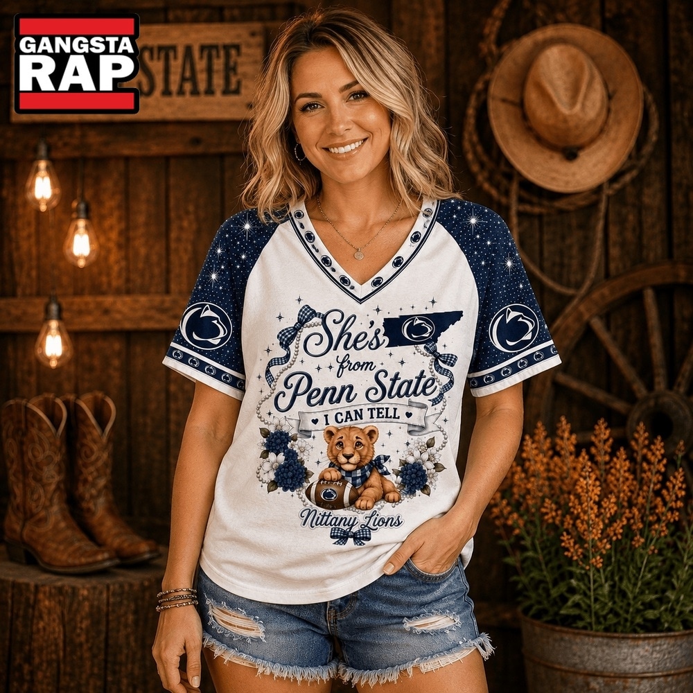 Penn State Nittany Lions NCAA Bow and Floral Team Spirit V Neck T Shirt, NCAA V Neck T-Shirt Penn State Nittany Lions NCAA Bow and Floral Team Spirit V Neck T Shirt, NCAA V Neck T-Shirt