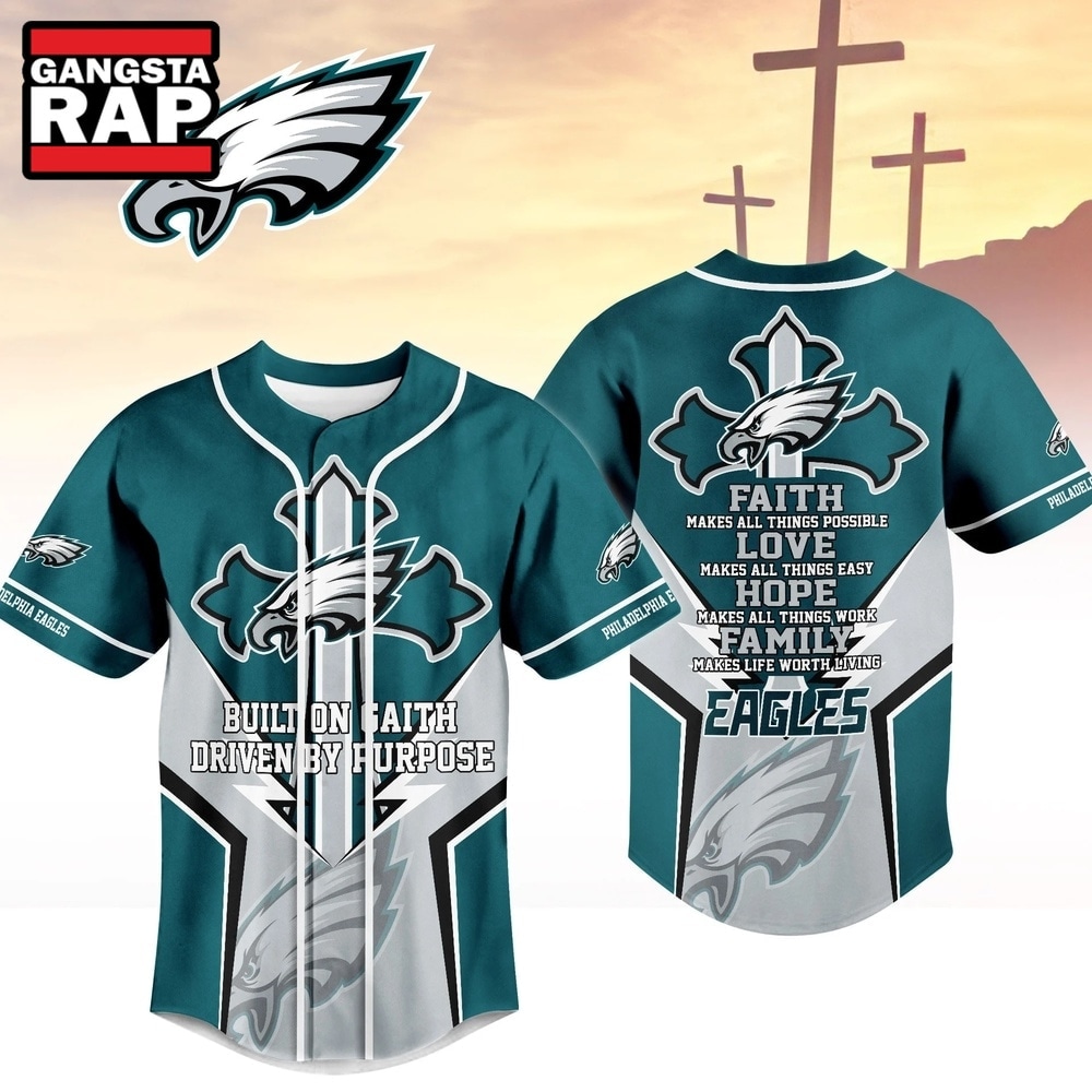 Philadelphia Eagles NFL Blessed Beyond The Score Baseball Jersey, NFL Baseball Jersey Philadelphia Eagles Nfl Blessed Beyond The Score Baseball Jersey