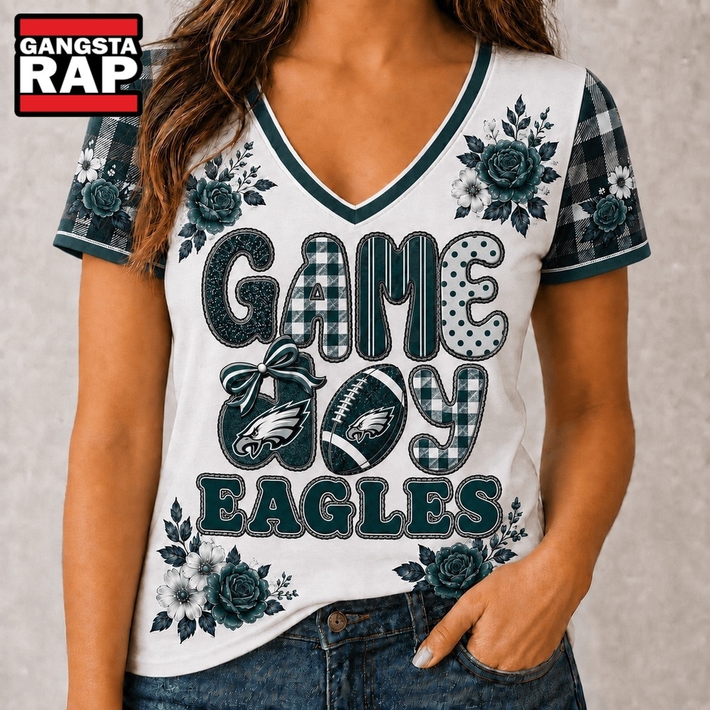 Philadelphia Eagles NFL Football Flowers Team Pride V Neck T Shirt, NFL V Neck T-Shirt Philadelphia Eagles NFL Football Flowers Team Pride V Neck T Shirt, NFL V Neck T-Shirt
