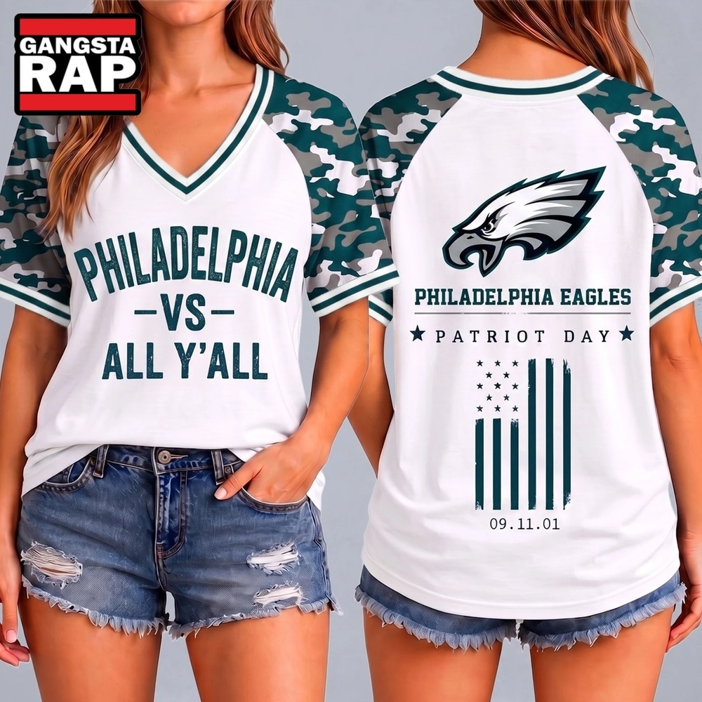 Philadelphia Eagles NFL vs All Y' All United We Stand V Neck T Shirt, NFL V Neck T-Shirt Philadelphia Eagles Nfl VS All Y All United WE Stand V Neck T Shirt