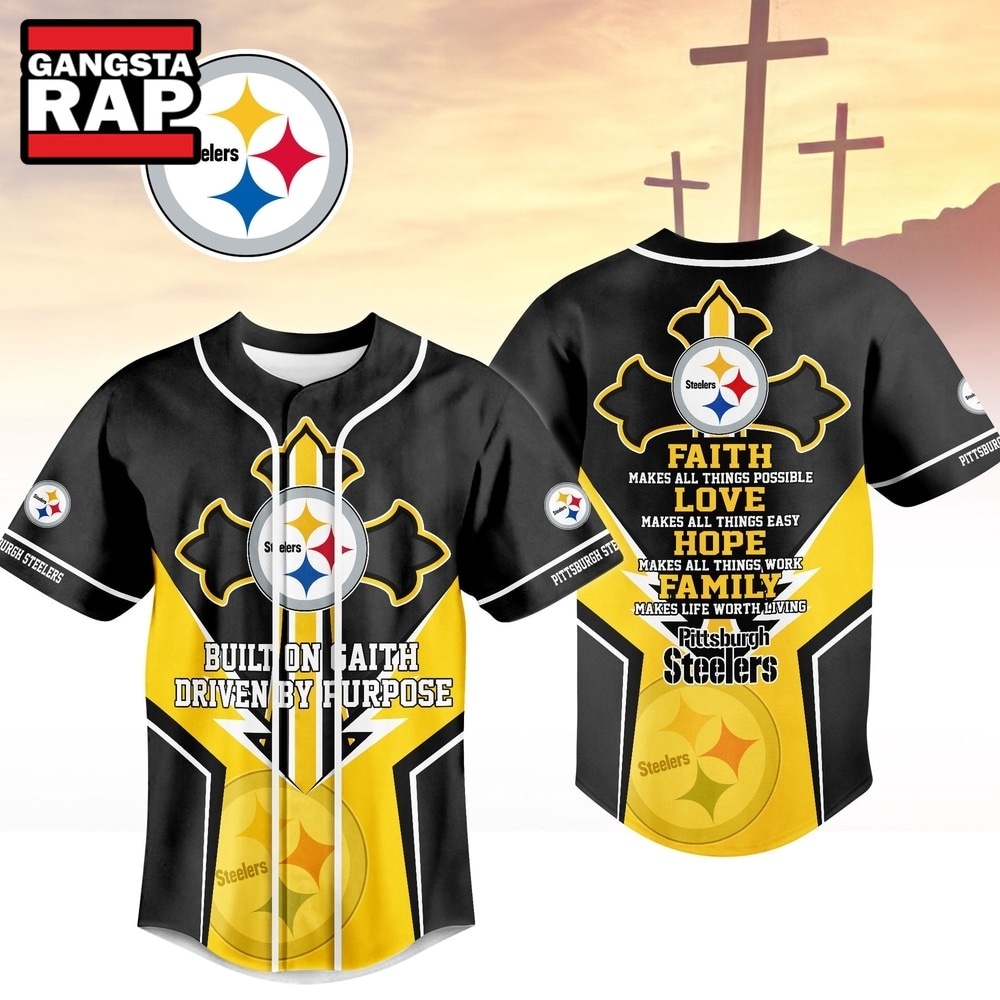 Pittsburgh Steelers NFL Blessed Beyond The Score Baseball Jersey, NFL Baseball Jersey Pittsburgh Steelers Nfl Blessed Beyond The Score Baseball Jersey