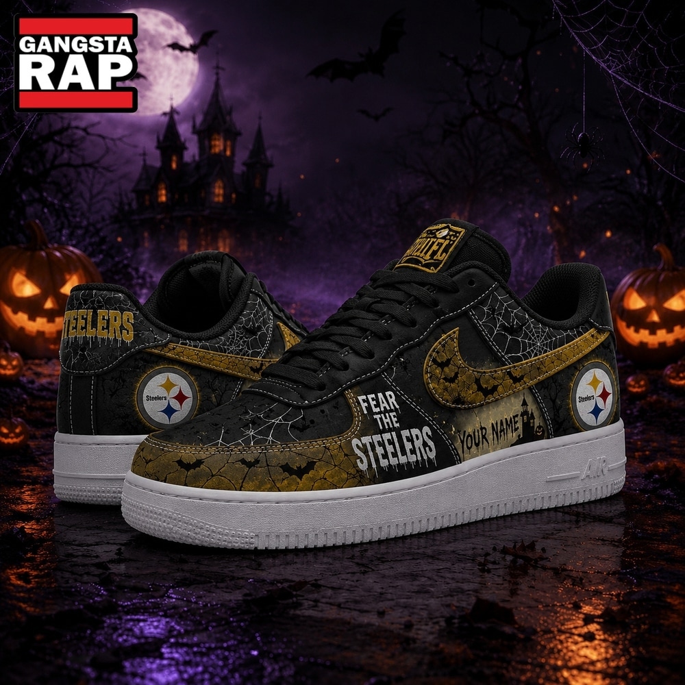 Pittsburgh Steelers NFL Fear The Team Halloween Air Force 1 Shoes Sneakers, NFL Air Force 1 Shoes Pittsburgh Steelers NFL Fear The Team Halloween Air Force 1 Shoes Sneakers, NFL Air Force 1 Shoes
