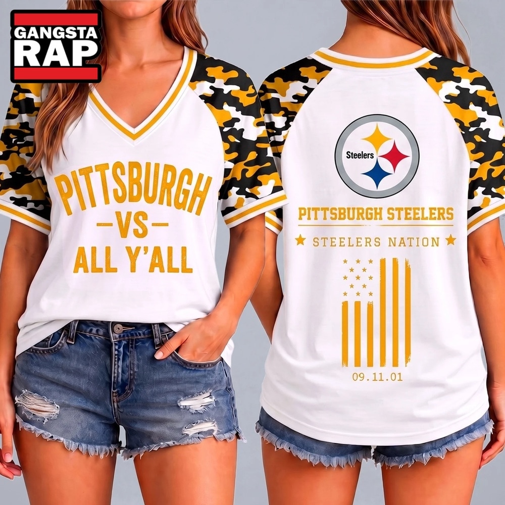 Pittsburgh Steelers NFL vs All Y' All United We Stand V Neck T Shirt, NFL V Neck T-Shirt Pittsburgh Steelers Nfl VS All Y All United WE Stand V Neck T Shirt