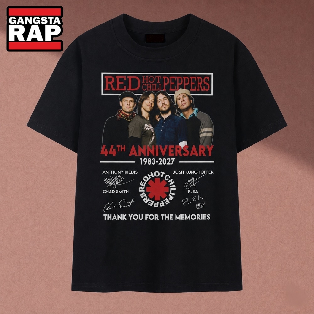 Red Hot Chili Peppers 44th Anniversary 1983 2027 Signatures Vintage T Shirt, Music 2D Shirt Red Hot Chili Peppers 44th Anniversary 1983 2027 Signatures Vintage T Shirt, Music 2D Shirt