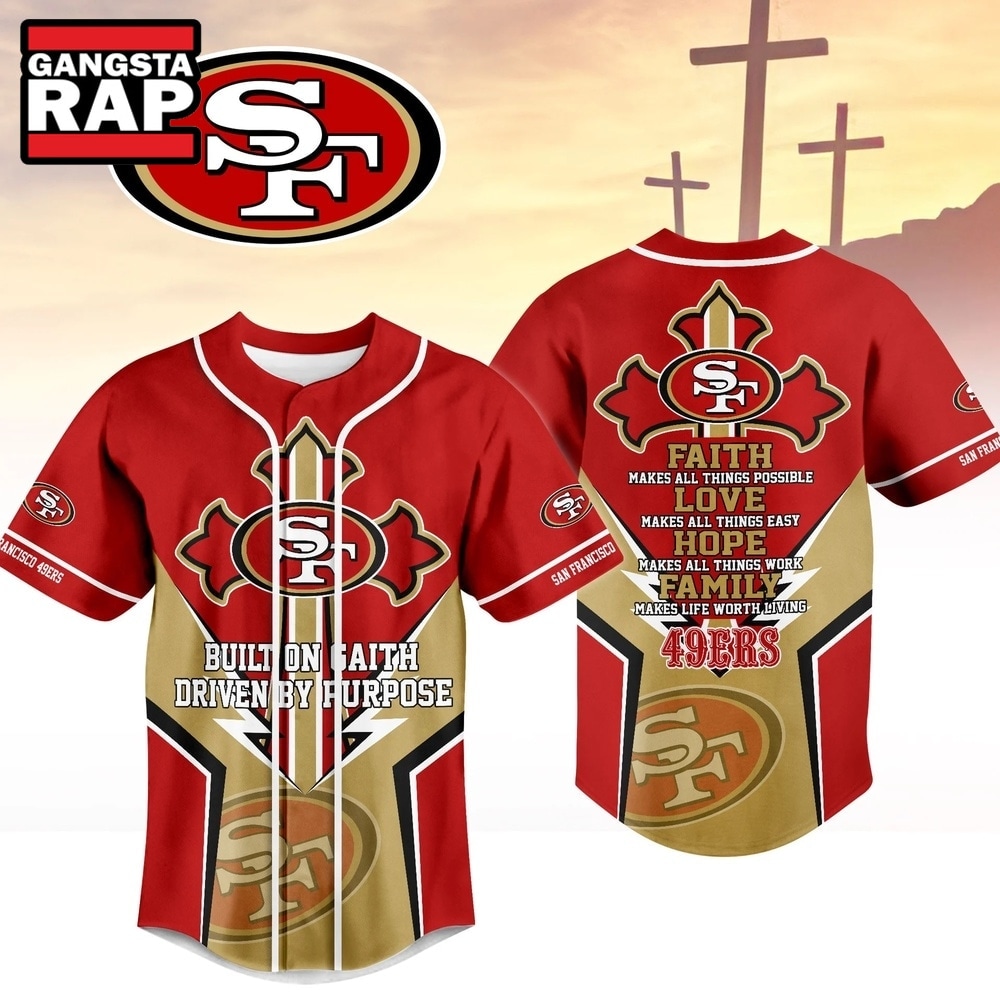 San Francisco 49ers NFL Blessed Beyond The Score Baseball Jersey, NFL Baseball Jersey San Francisco 49ers Nfl Blessed Beyond The Score Baseball Jersey