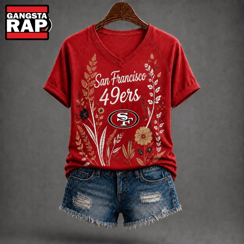 San Francisco 49ers NFL Floral Garden V Neck T Shirt, NFL V Neck T-Shirt San Francisco 49ers NFL Floral Garden V Neck T Shirt, NFL V Neck T-Shirt