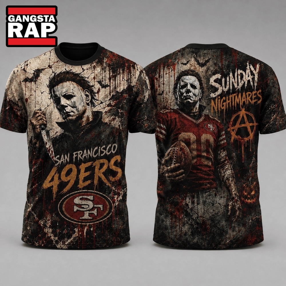 San Francisco 49ers NFL Michael Myers Sunday Nightmares Horror Halloween 3D T Shirt, Football New Design Shirt San Francisco 49ers NFL Michael Myers Sunday Nightmares Horror Halloween 3D T Shirt, Football New Design Shirt