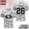 San Francisco 49ers NFL Salute to Service Custom Name & Number Camo 3D Shirt, Football New Design Shirt San Francisco 49ers Nfl Salute TO Service Custom Name Number Camo 3D Shirt