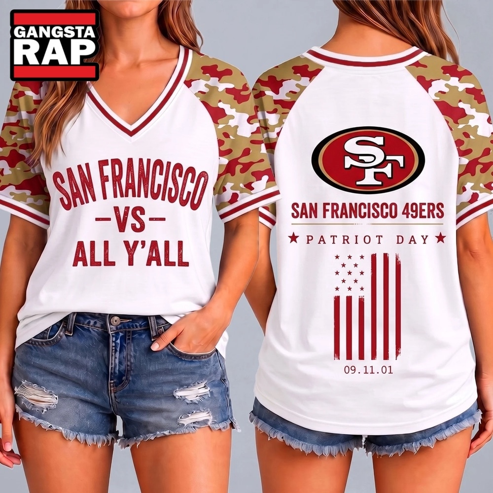 San Francisco 49ers NFL vs All Y' All United We Stand V Neck T Shirt, NFL V Neck T-Shirt San Francisco 49ers Nfl VS All Y All United WE Stand V Neck T Shirt