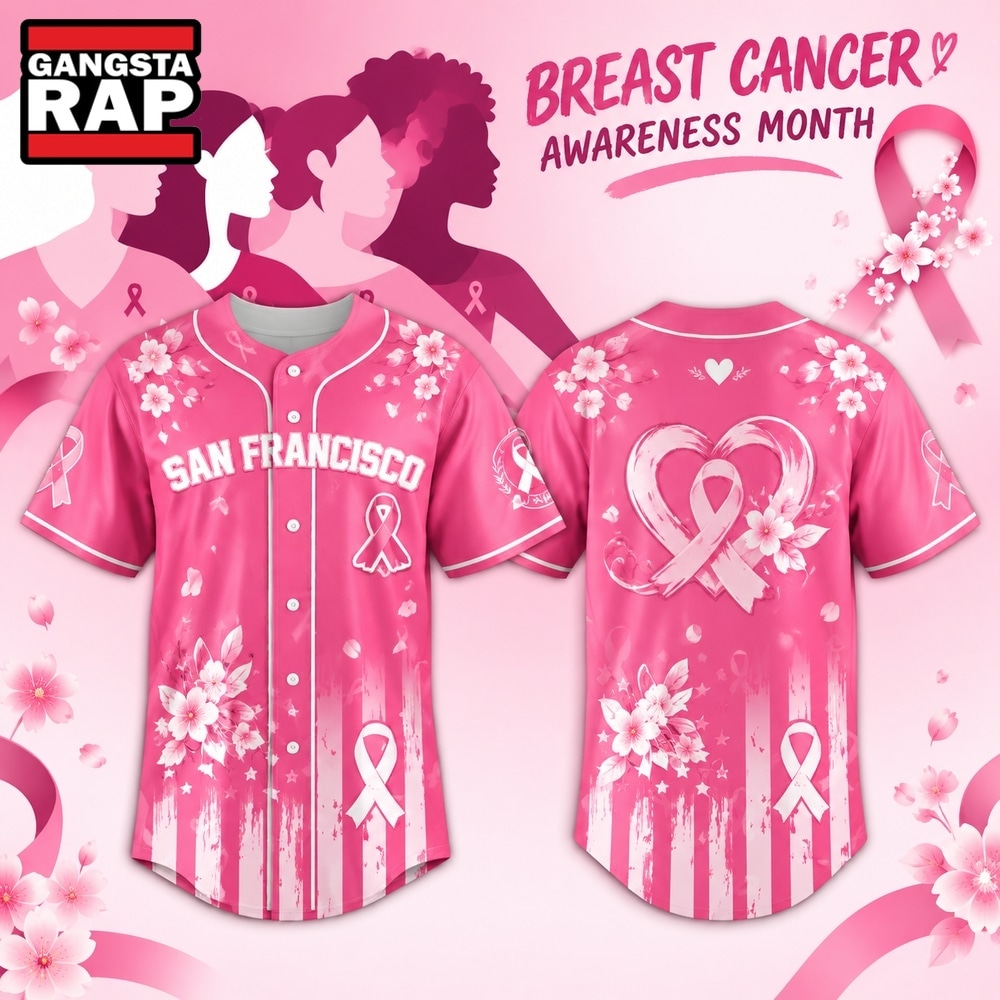 San Francisco Firebells x Breast Cancer Awareness Month 2026 Baseball Jersey, Trending Baseball Jersey San Francisco Firebells X Breast Cancer Awareness Month 2026 Baseball Jersey