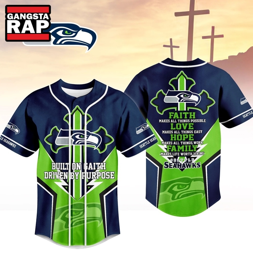 Seattle Seahawks NFL Blessed Beyond The Score Baseball Jersey, NFL Baseball Jersey Seattle Seahawks Nfl Blessed Beyond The Score Baseball Jersey