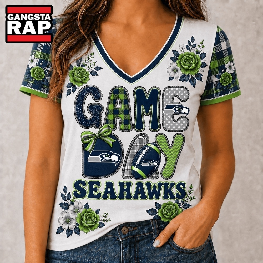 Seattle Seahawks NFL Football Flowers Team Pride V Neck T Shirt, NFL V Neck T-Shirt Seattle Seahawks NFL Football Flowers Team Pride V Neck T Shirt, NFL V Neck T-Shirt