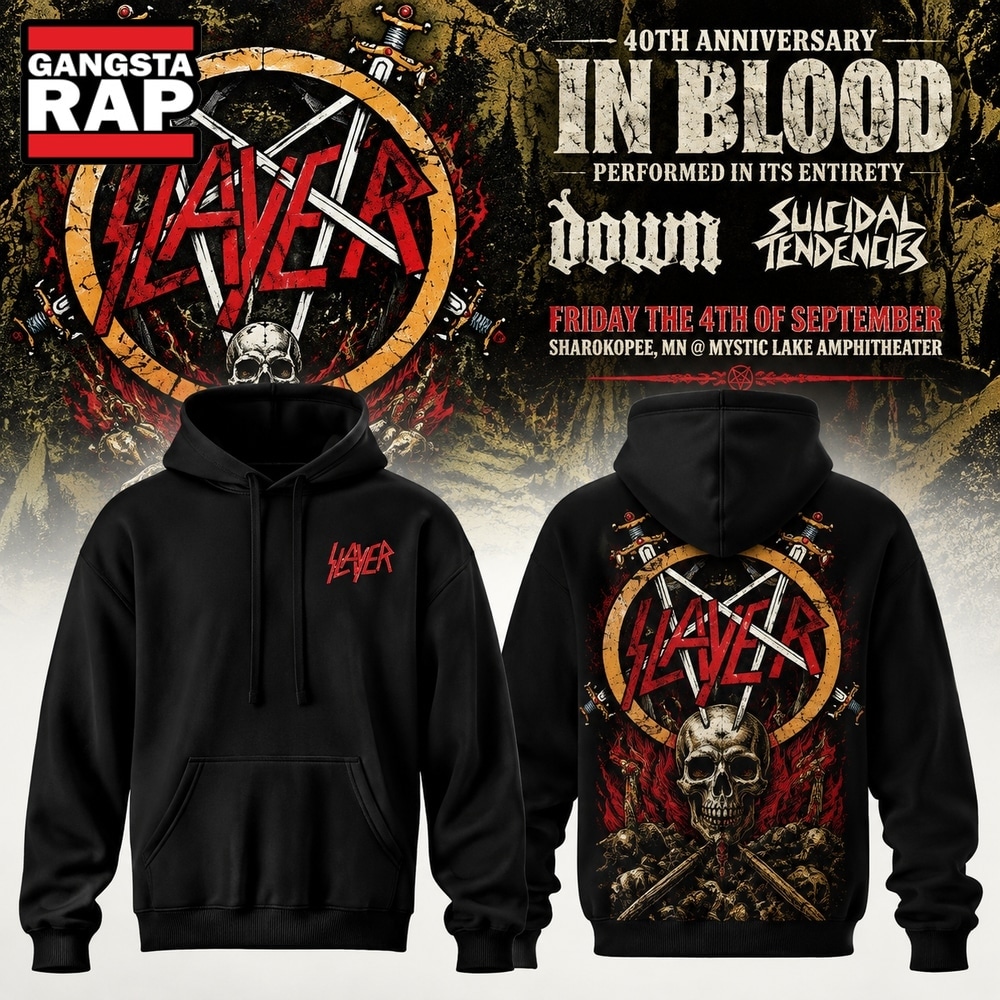 Slayer Reign in Blood 40th Anniversary 2026 Signature Hoodie, Trending 3D Music Shirt Slayer Reign IN Blood 40th Anniversary 2026 Signature Hoodie