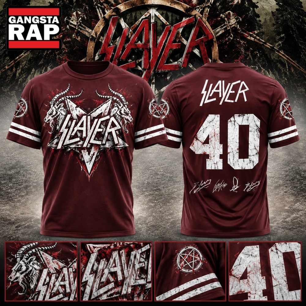 Slayer Reign in Blood 40th Anniversary 2026 Signed Red 3D Shirt, Trending 3D Music Shirt Slayer Reign IN Blood 40th Anniversary 2026 Signed Red 3D Shirt