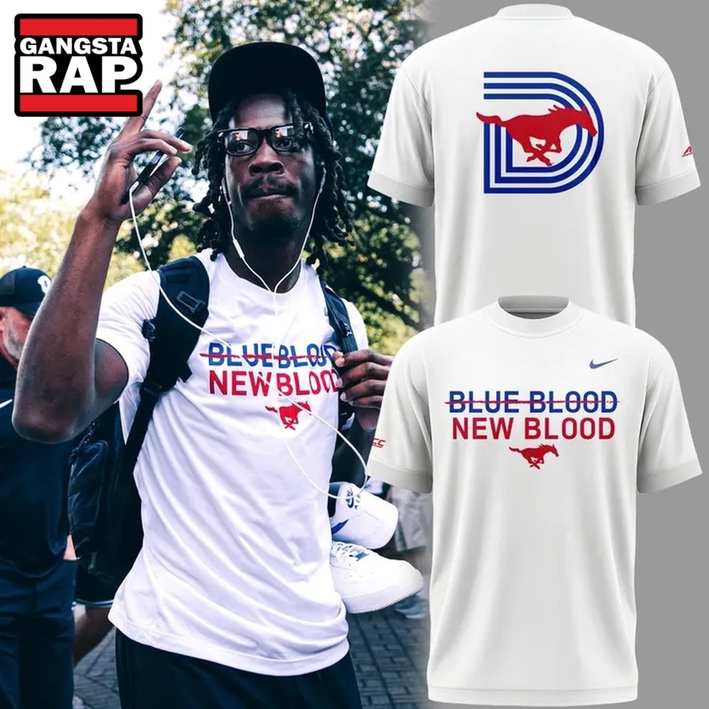 Where to Buy Smu Mustangs Merch Fans Are Searching For 4 SMU Mustangs Blue Blood, New Blood Graphic T Shirt, Trending Design Shirt