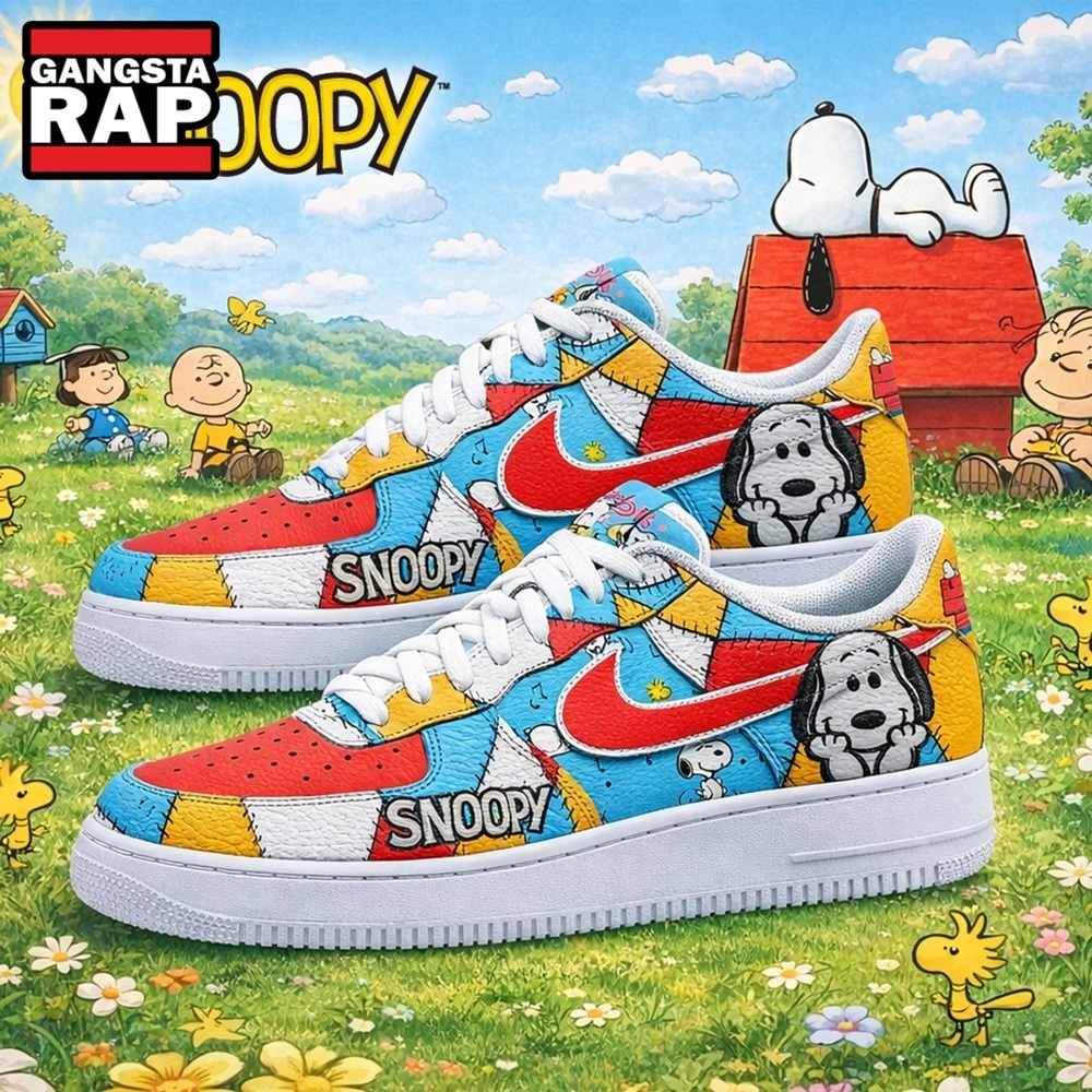 Snoopy Peanuts Patchwork Custom Air Force 1 Shoes, Cute Cartoon Graphic Sneakers, Music Air Force 1 Shoes Snoopy Peanuts Patchwork Custom Air Force 1 Shoes, Cute Cartoon Graphic Sneakers, Music Air Force 1 Shoes