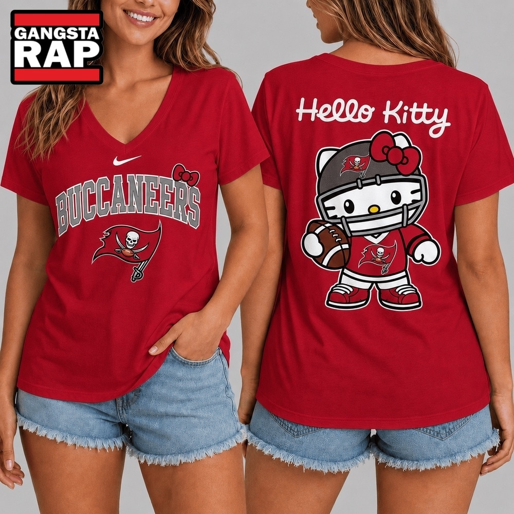 Tampa Bay Buccaneers Outfit Ideas and Style Inspiration 2 Tampa Bay Buccaneers NFL Hello Kitty Football V Neck T Shirt, NFL V Neck T-Shirt