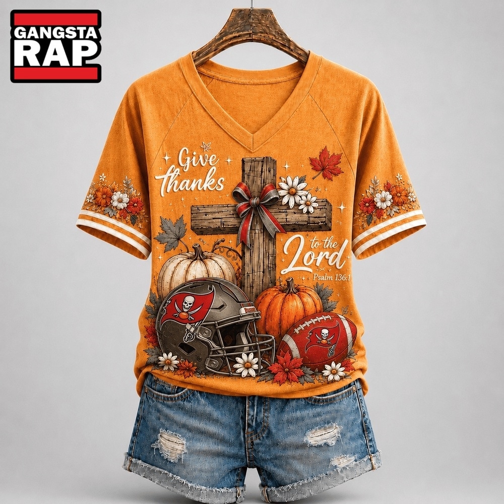 Tampa Bay Buccaneers NFL Thanksgiving Faith And Football V Neck T Shirt, NFL V Neck T-Shirt Tampa Bay Buccaneers NFL Thanksgiving Faith And Football V Neck T Shirt, NFL V Neck T-Shirt