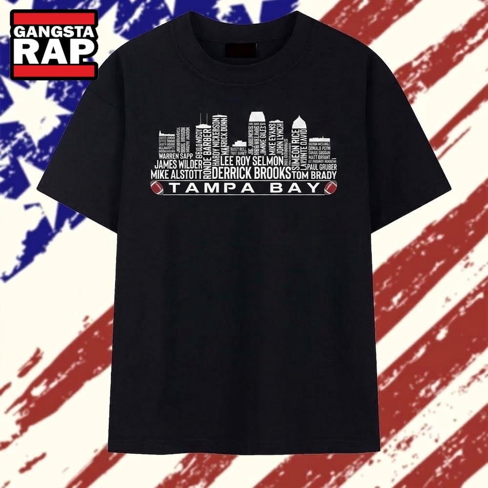 Tampa Bay Football Legends Names Skyline Typography Graphic T Shirt, Trending 2D Shirt Tampa Bay Football Legends Names Skyline Typography Graphic T Shirt, Trending 2D Shirt