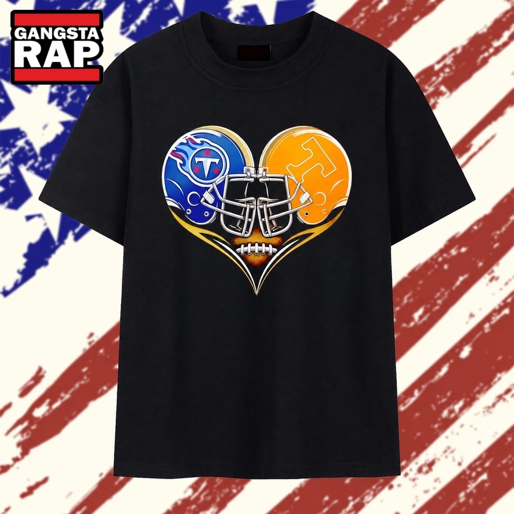 Tennessee Titans and Tennessee Volunteers Football Heart T Shirt, Trending 2D Shirt Tennessee Titans and Tennessee Volunteers Football Heart T Shirt, Trending 2D Shirt