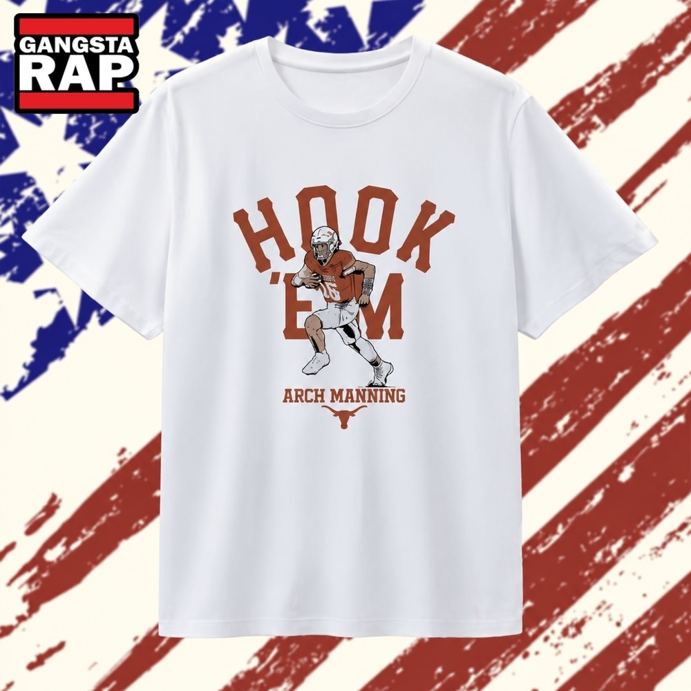 Texas Longhorns Arch Manning Hook ‘Em T Shirt, Trending 2D Shirt Texas Longhorns Arch Manning Hook EM T Shirt