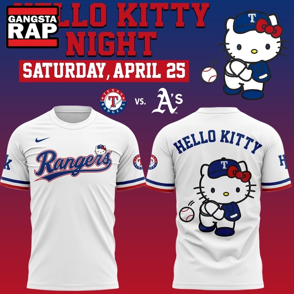 Texas Rangers x Hello Kitty Night 2026 Limited Edition T Shirt, Trending Design Shirt Texas Rangers x Hello Kitty Night 2026 Limited Edition T Shirt, Trending Design Shirt