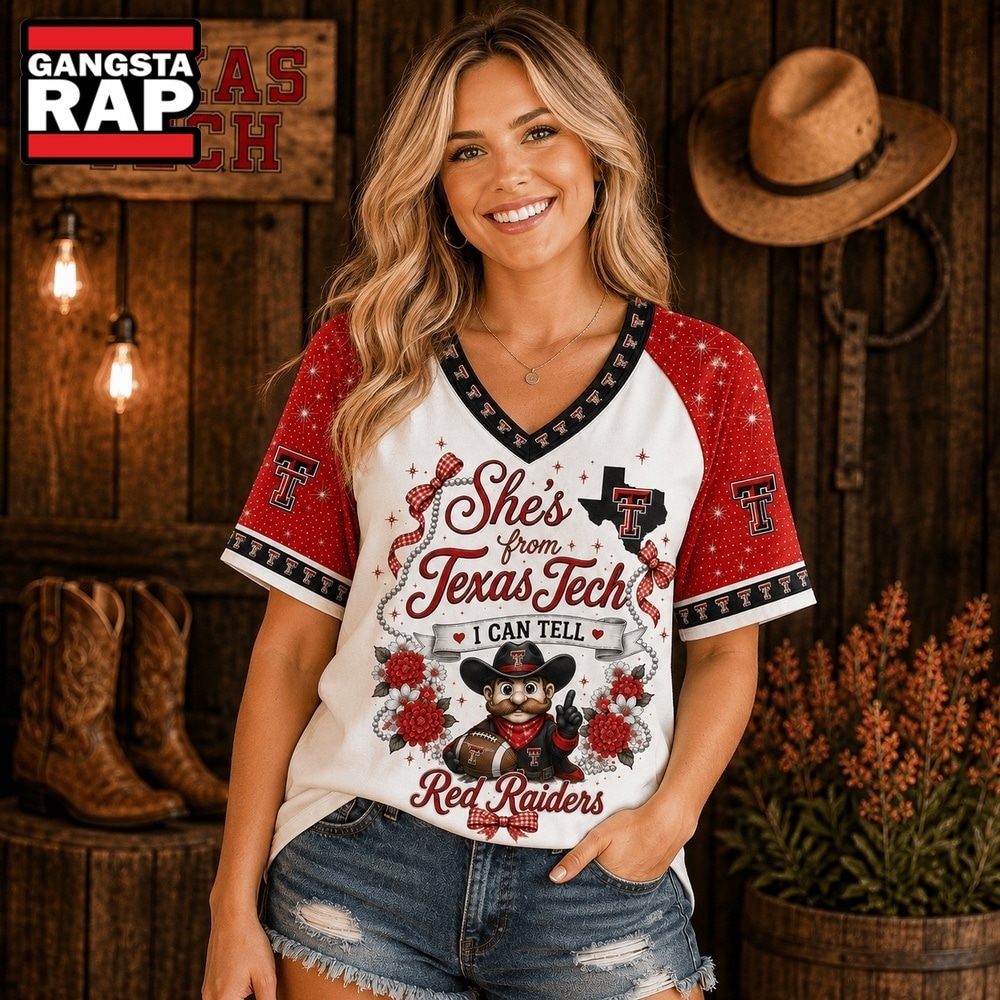 Texas Tech Red Raiders NCAA Bow and Floral Team Spirit V Neck T Shirt, NCAA V Neck T-Shirt Texas Tech Red Raiders NCAA Bow and Floral Team Spirit V Neck T Shirt, NCAA V Neck T-Shirt