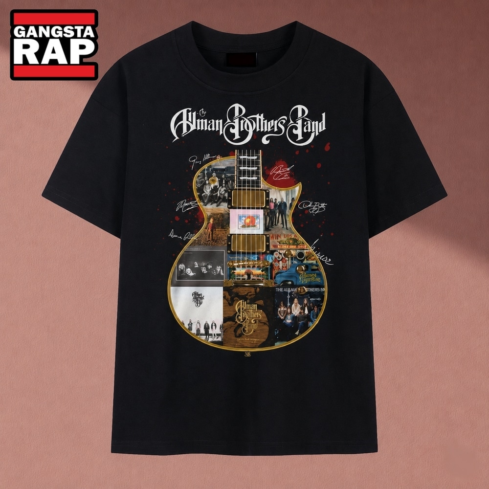 The Allman Brothers Band Guitar Album Collage Signatures Vintage T Shirt, Music 2D Shirt The Allman Brothers Band Guitar Album Collage Signatures Vintage T Shirt, Music 2D Shirt