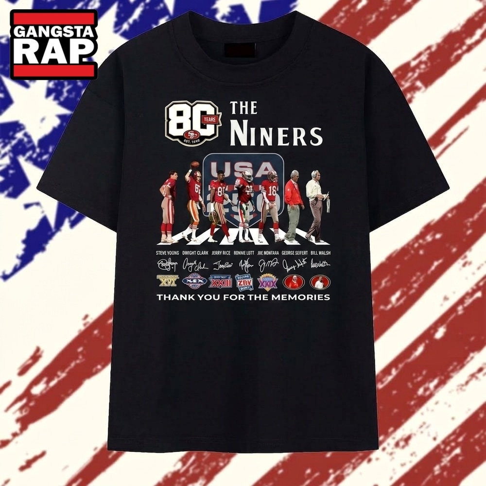 The Niners 80 Years Super Bowl Champions Abbey Road Signatures T Shirt, Trending 2D Shirt The Niners 80 Years Super Bowl Champions Abbey Road Signatures T Shirt, Trending 2D Shirt