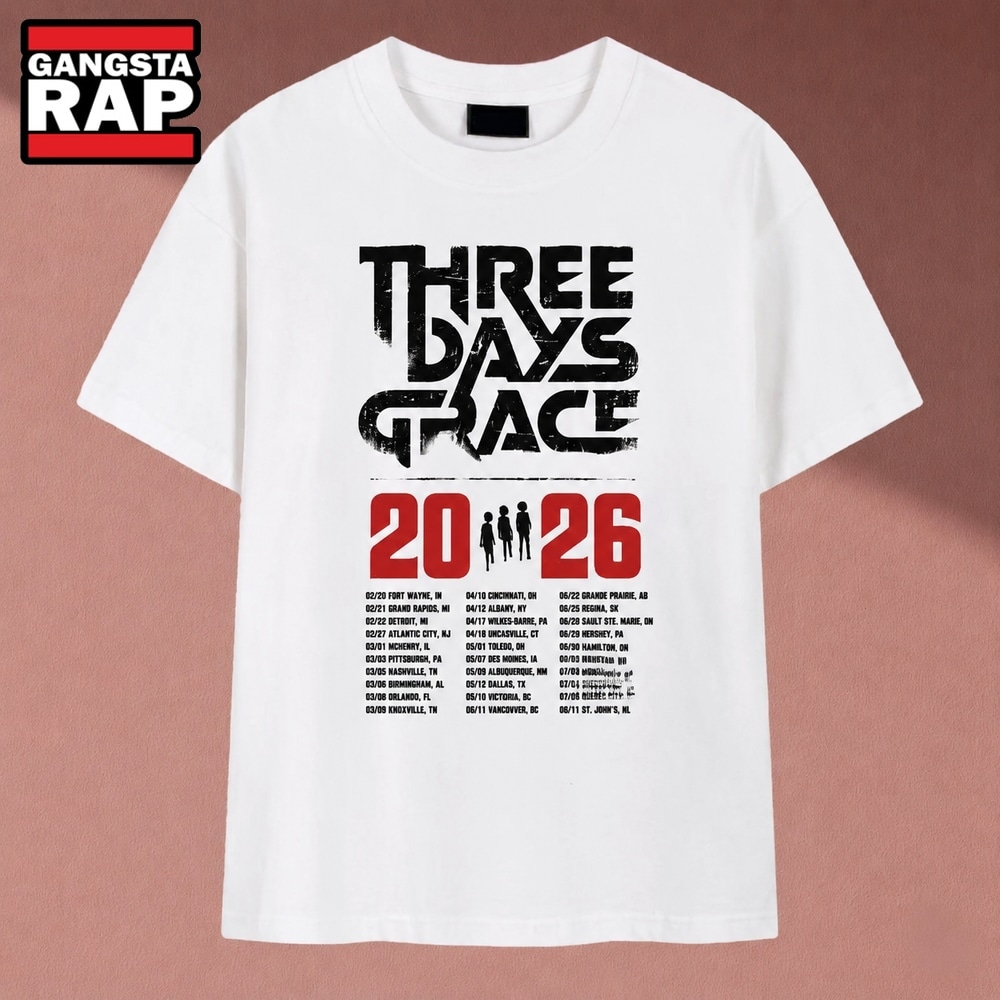 Three Days Grace 2026 World Tour Dates White T Shirt, Music 2D Shirt Three Days Grace 2026 World Tour Dates White T Shirt, Music 2D Shirt