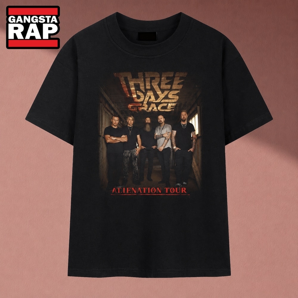 Three Days Grace Stencil Block Logo Alienation Graphic T Shirt, Music 2D Shirt Three Days Grace Stencil Block Logo Alienation Graphic T Shirt, Music 2D Shirt
