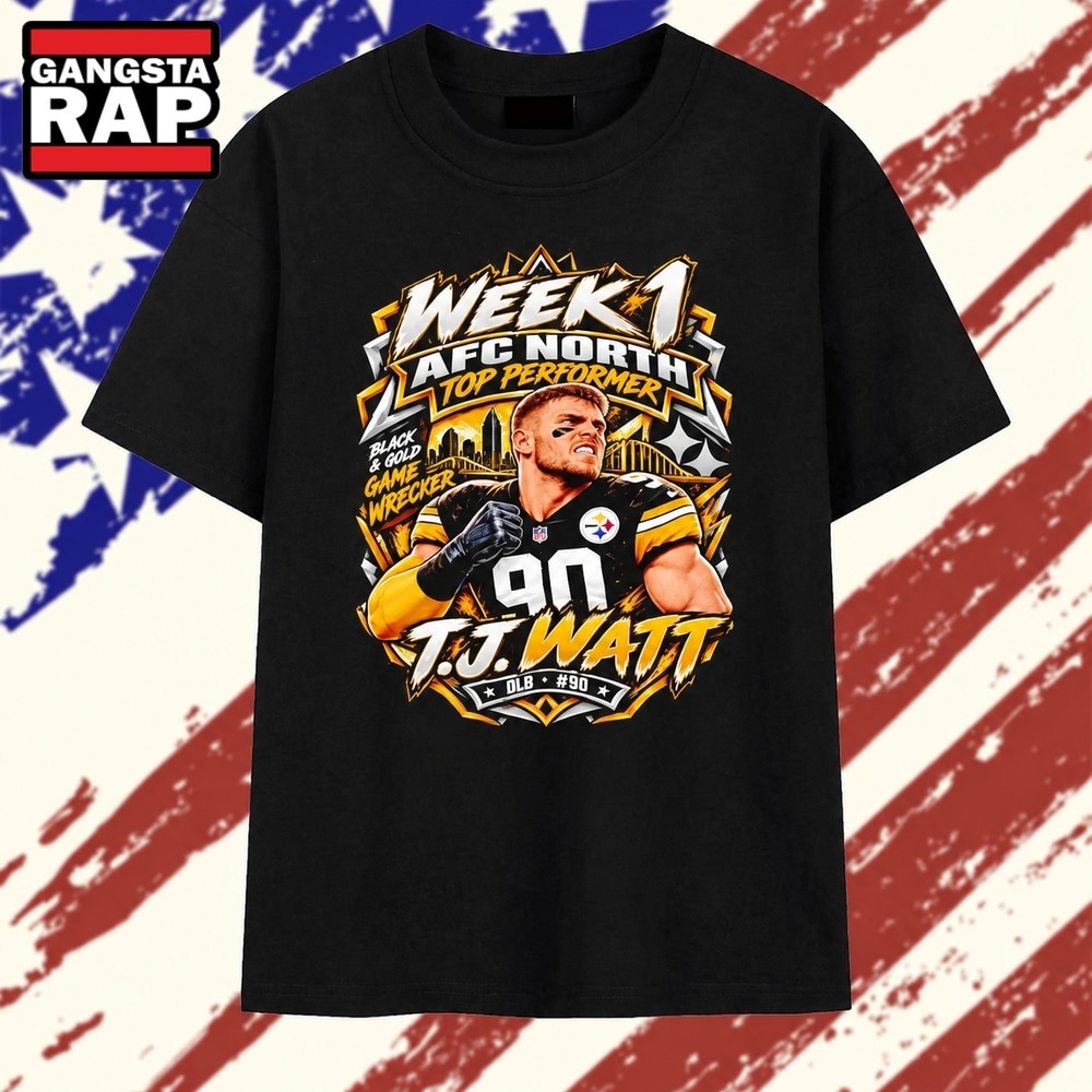 TJ Watt Pittsburgh Steelers Week 1 AFC North Top Performer Game Wrecker T Shirt, Trending 2D Shirt TJ Watt Pittsburgh Steelers Week 1 AFC North Top Performer Game Wrecker T Shirt, Trending 2D Shirt