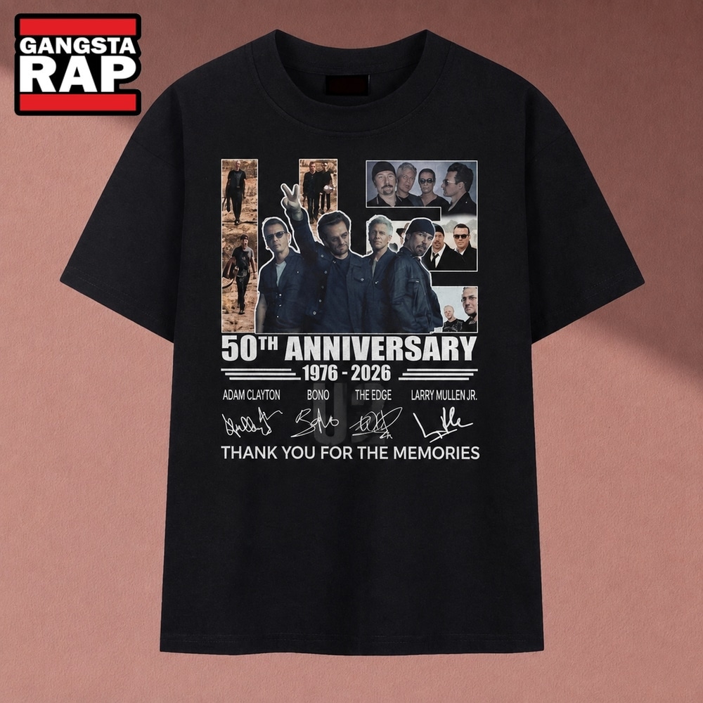 U2 50th Anniversary 1976 2026 Band Signatures Thank You Memories T Shirt, Music 2D Shirt U2 50th Anniversary 1976 2026 Band Signatures Thank You Memories T Shirt, Music 2D Shirt