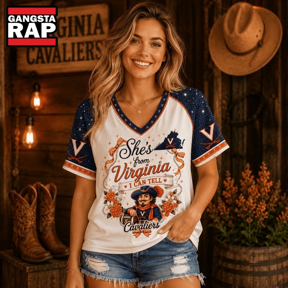Virginia Cavaliers NCAA Bow and Floral Team Spirit V Neck T Shirt, NCAA V Neck T-Shirt Virginia Cavaliers NCAA Bow and Floral Team Spirit V Neck T Shirt, NCAA V Neck T-Shirt