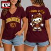 Washington Commanders NFL Hello Kitty Football V Neck T Shirt, NFL V Neck T-Shirt Washington Commanders Nfl Hello Kitty Football V Neck T Shirt